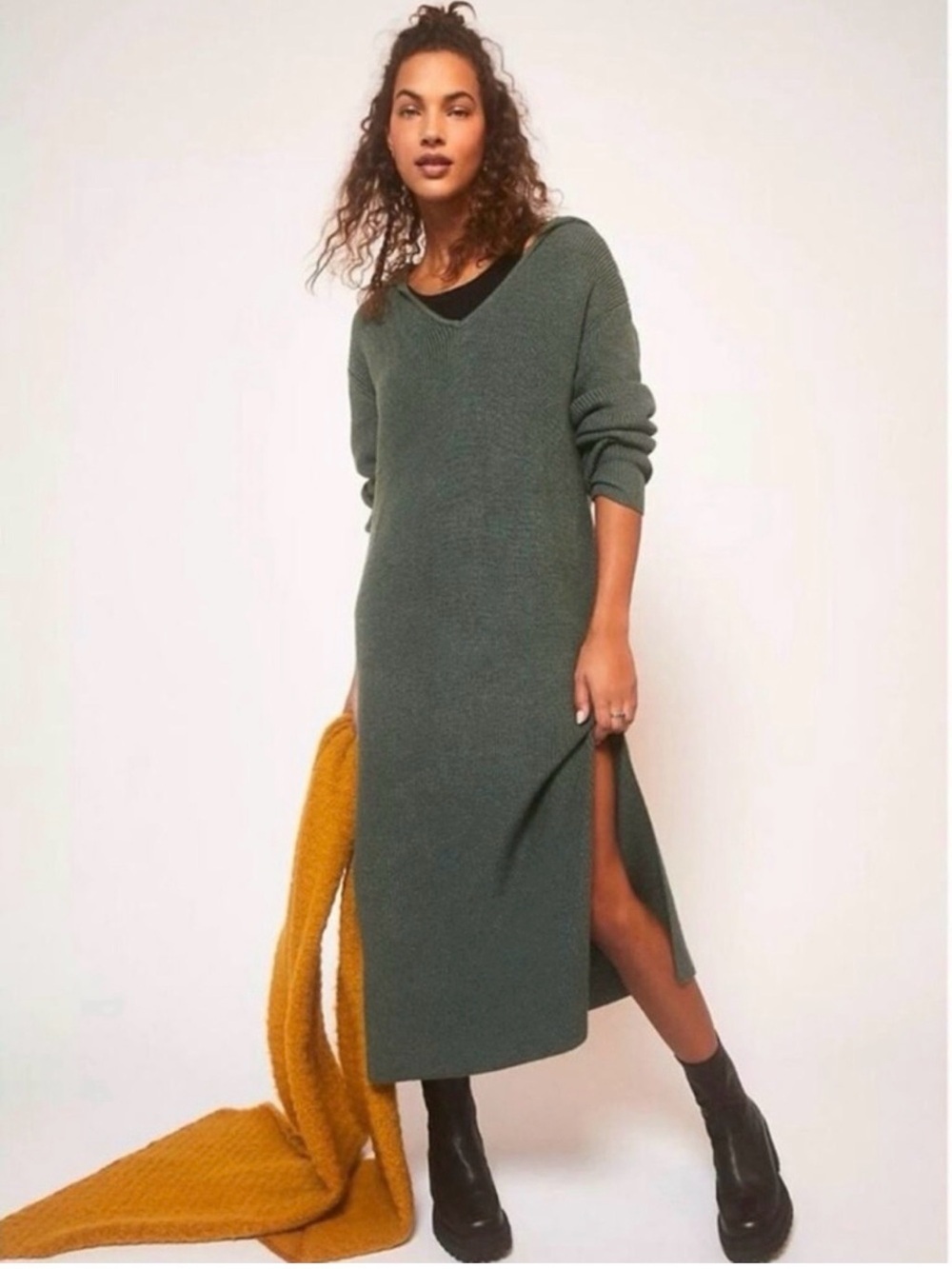 Free People Beach Free-est Claudia Hooded Sweater Midi Dress Ribbed